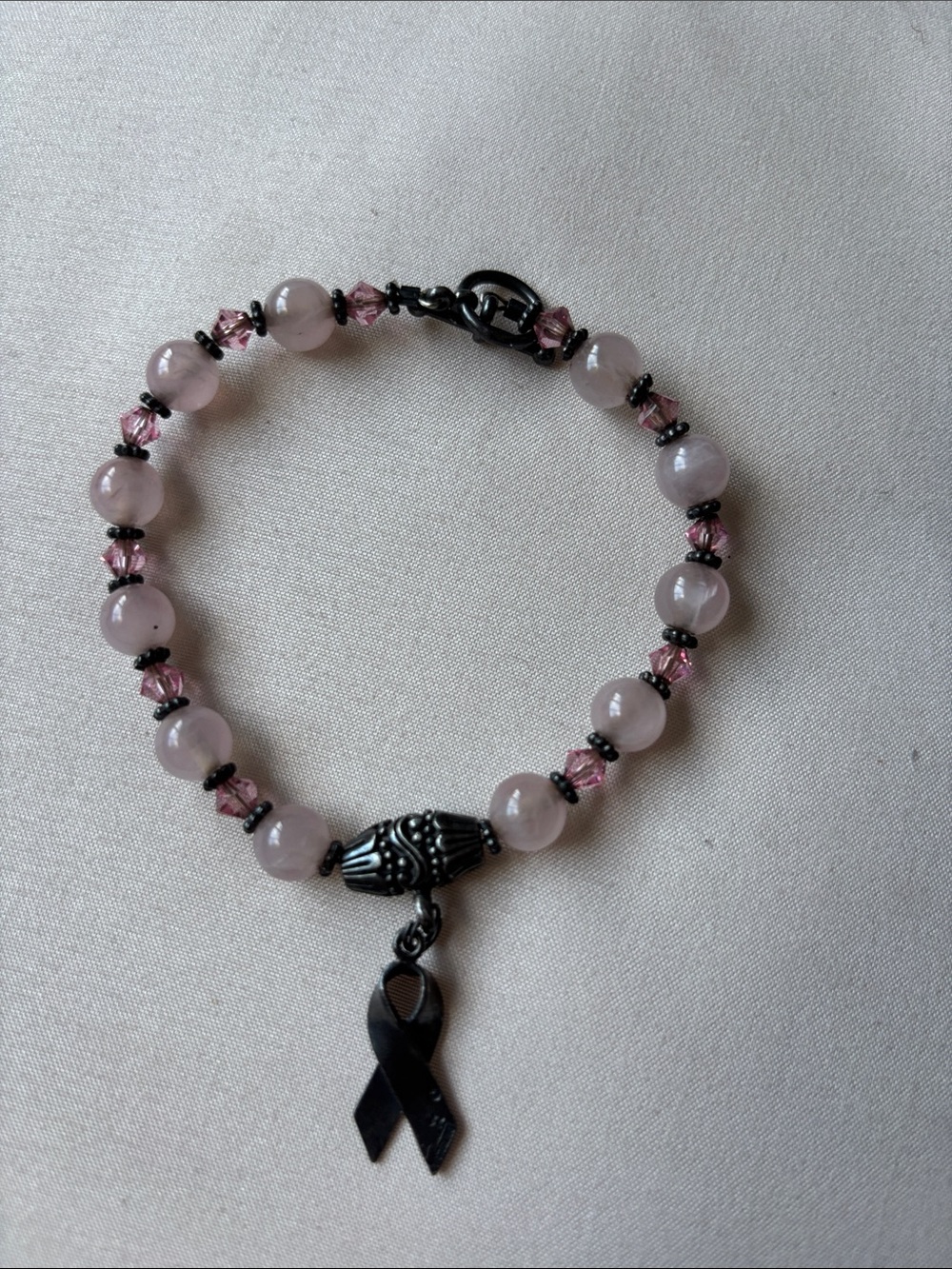 Women's Pink Beaded Awareness Ribbon Bracelet - Unbranded